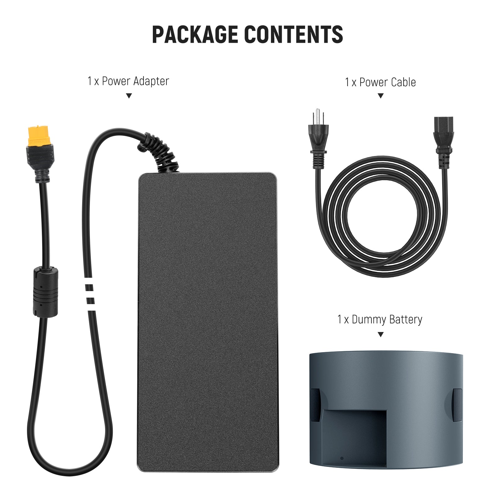 Package Contents of the NEEWER NT-Q300 Dummy Battery Kit