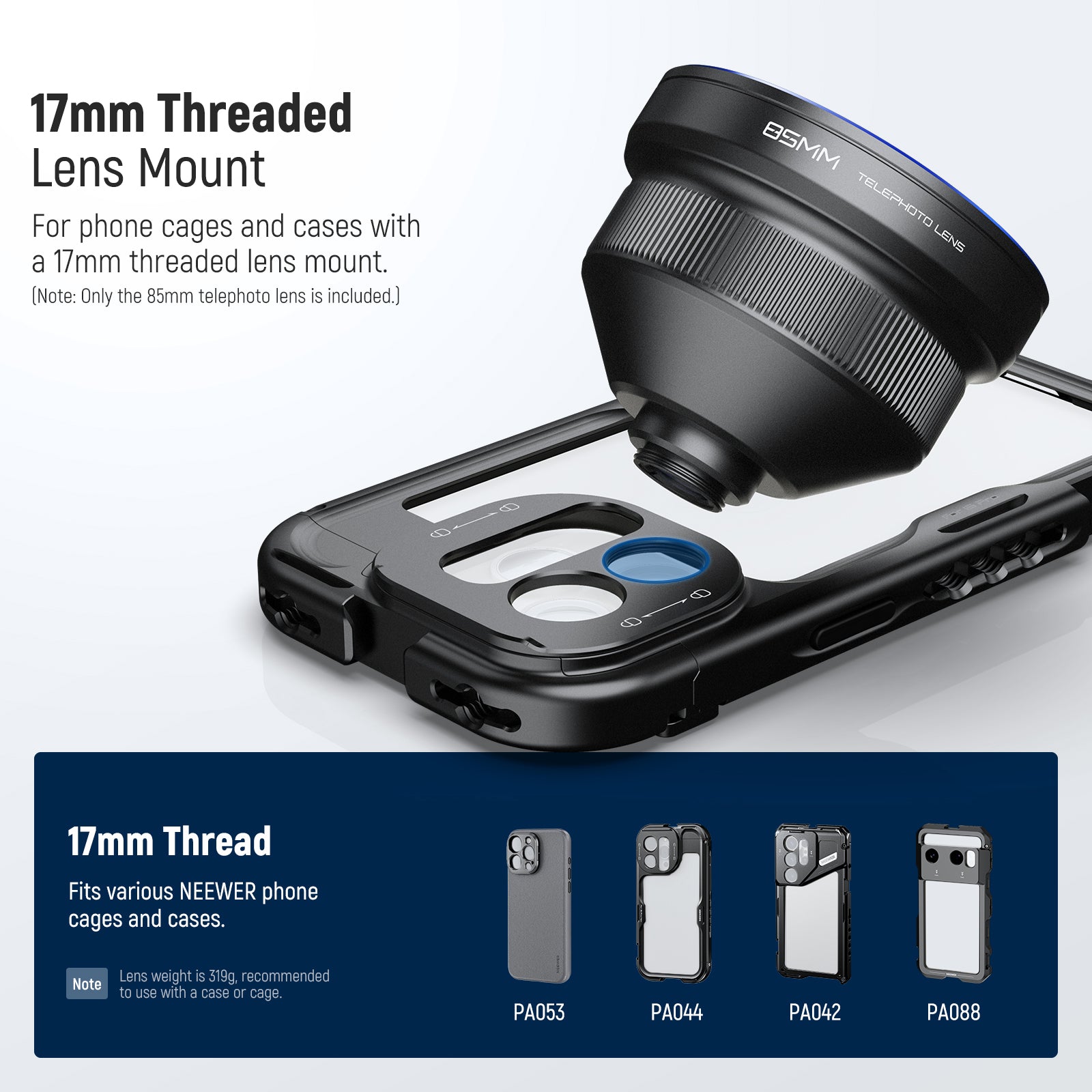 Easily Twist it on 17mm threaded backplates of most phone cases cages