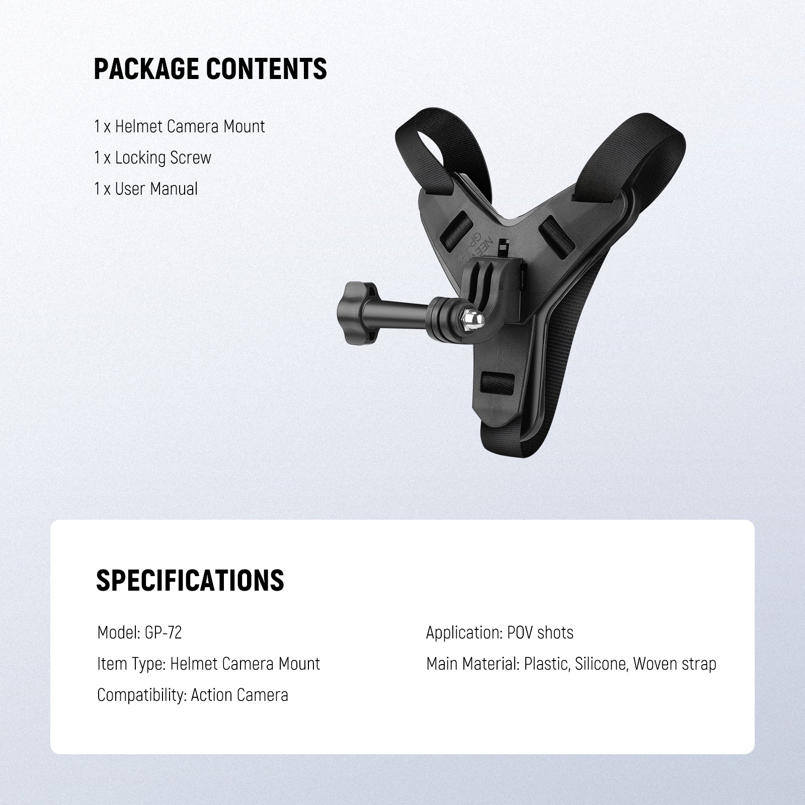 Package Contents of the NEEWER GP-72 Helmet Chin Strap for Action Camera