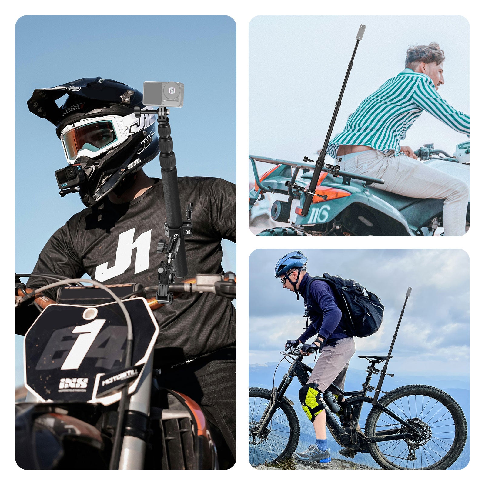 Scenarios for NEEWER GP-30 Motorcycle Camera Mount Kit