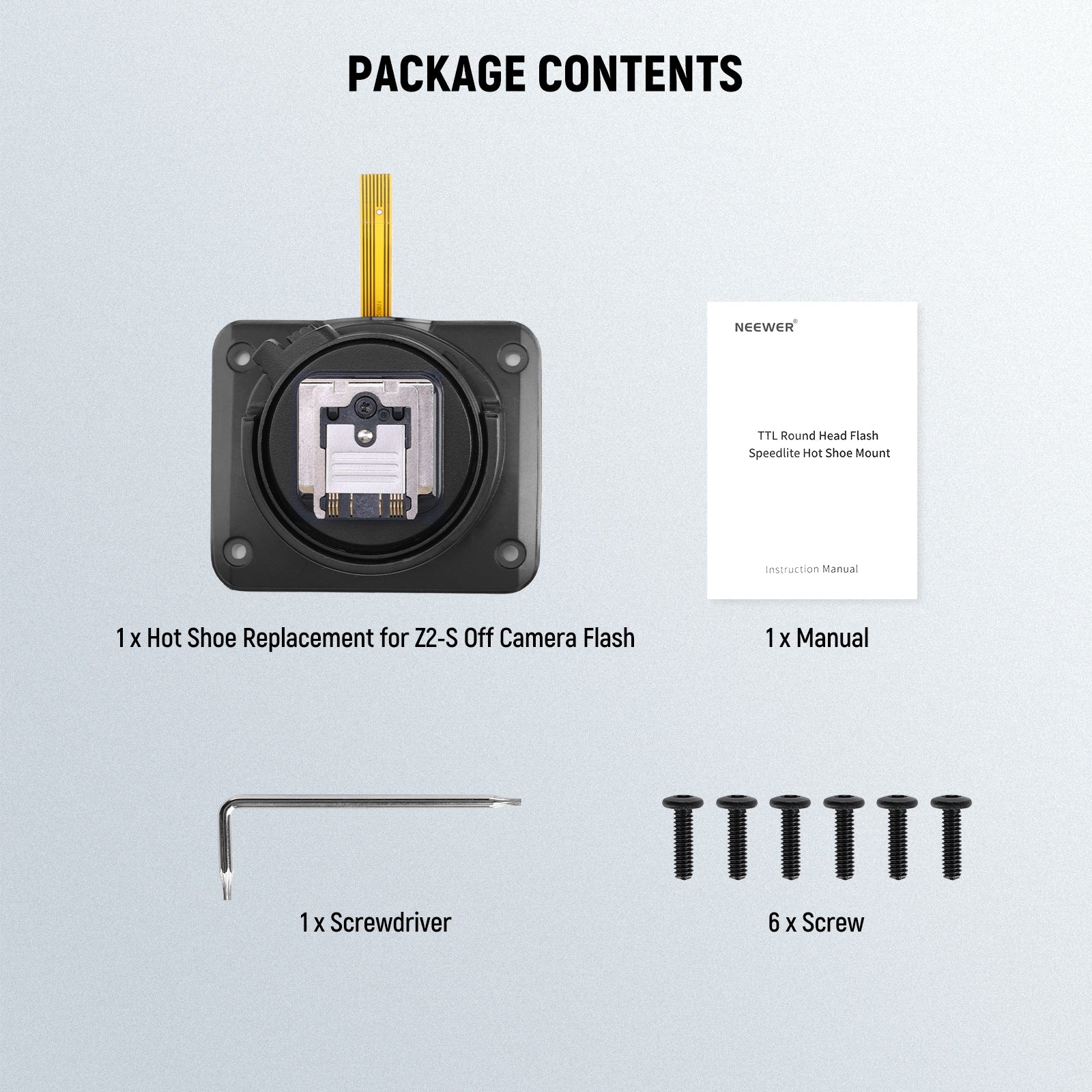 Package Contents of the NEEWER Hot Shoe Replacement