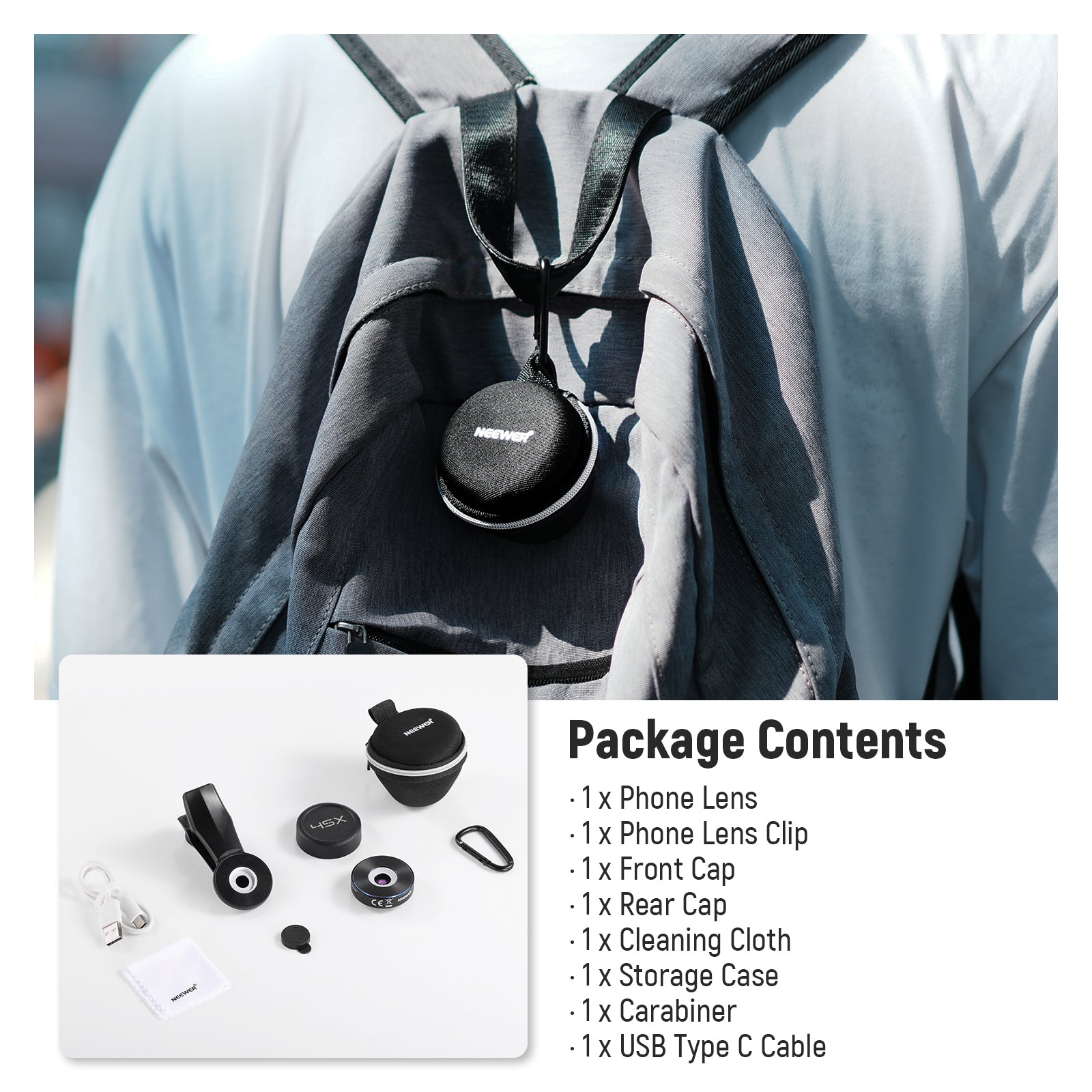 Package Contents of the NEEWER LS-32 PRO 45X Mini Pocket Microscope Lens