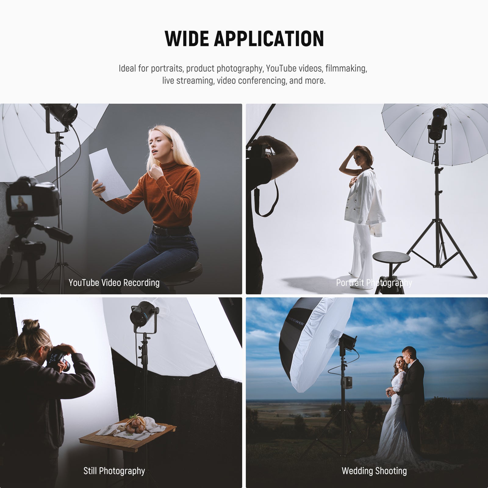 Wide Applications of the NEEWER NS1U Photography Umbrella with Diffuser