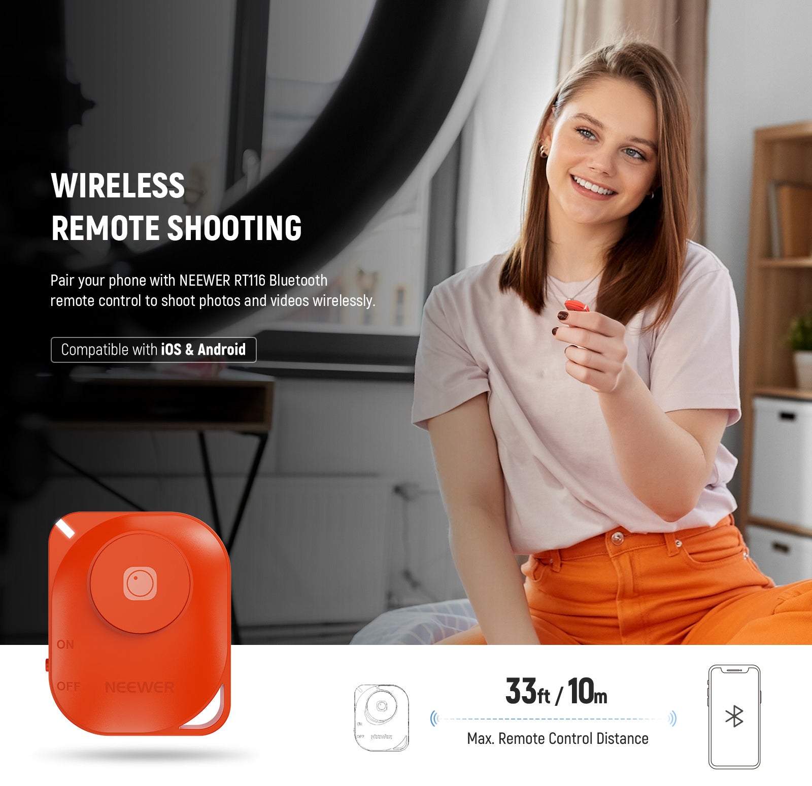 An RT116 Bluetooth shutter release is contained for convenient remote control