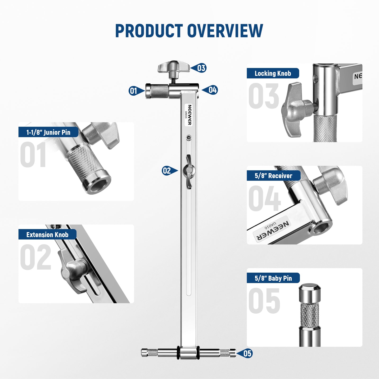 Product details of the NEEWER UA016 Offset Arm