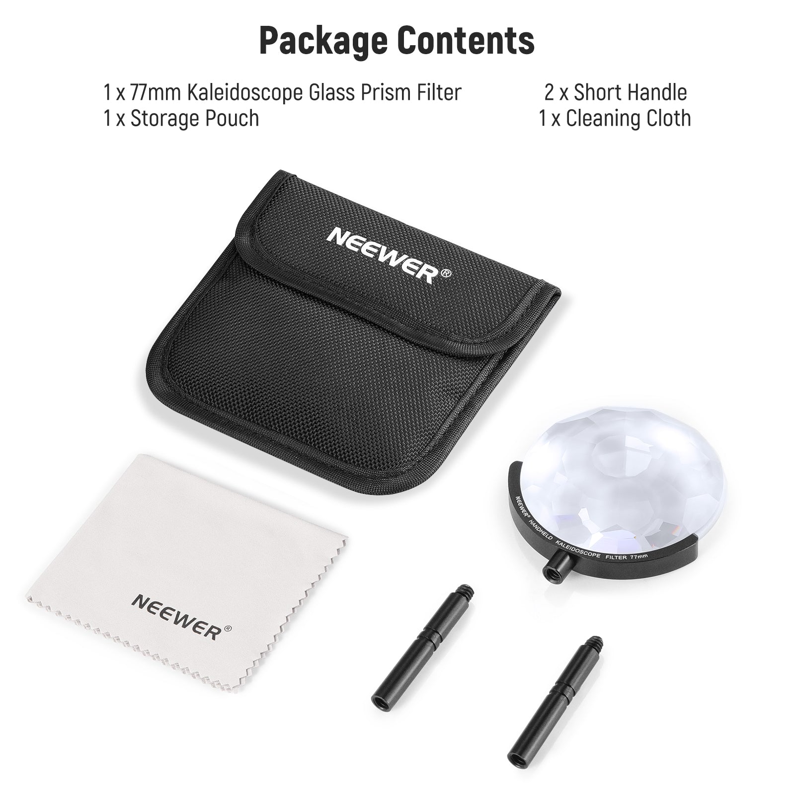 Package Contents of the NEEWER 77mm Handheld Kaleidoscope Lens Filter