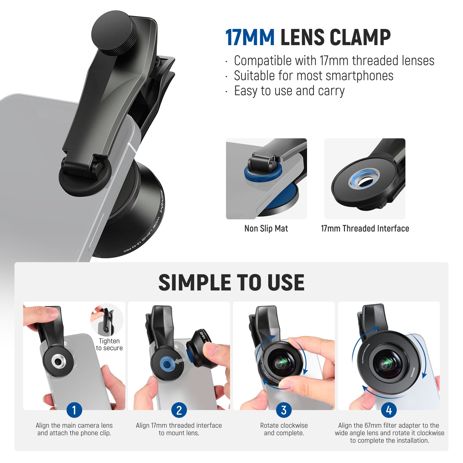 17mm Thread Phone Lens Clip