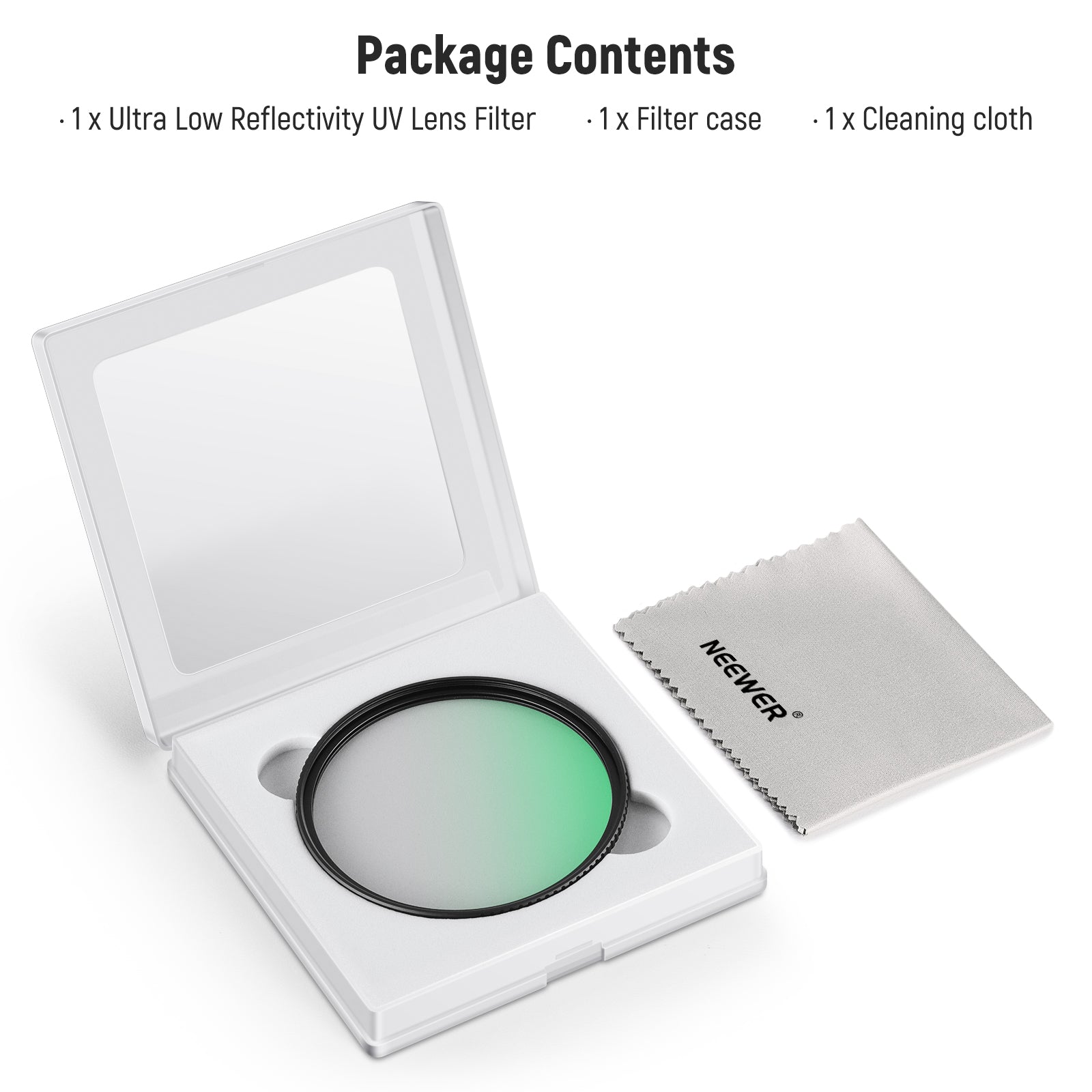 Package Contents of the NEEWER Ultra Low Reflectivity UV Lens Filter