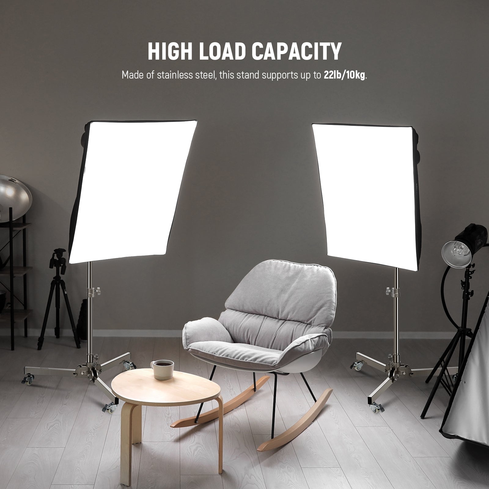 NEEWER ST98SS Heavy Duty Light Stand supports up to 10kg.