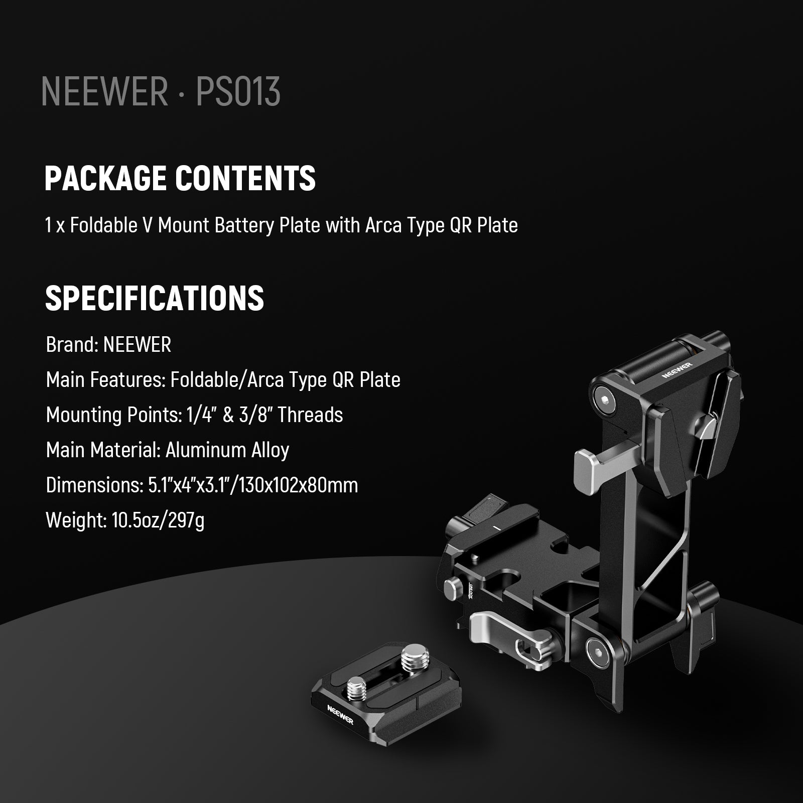 Specifications of the NEEWER PS013 Foldable V Mount Battery Plate