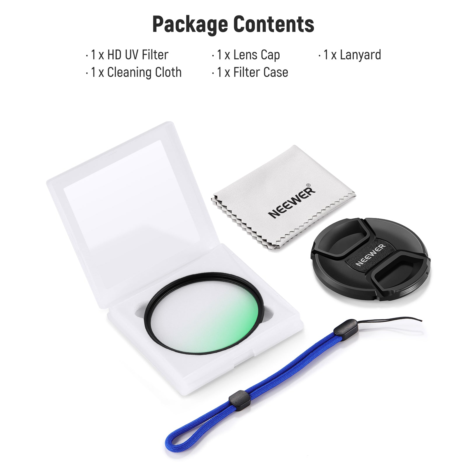 Package Contents of the NEEWER MC UV Protection Filter with Lens Cap