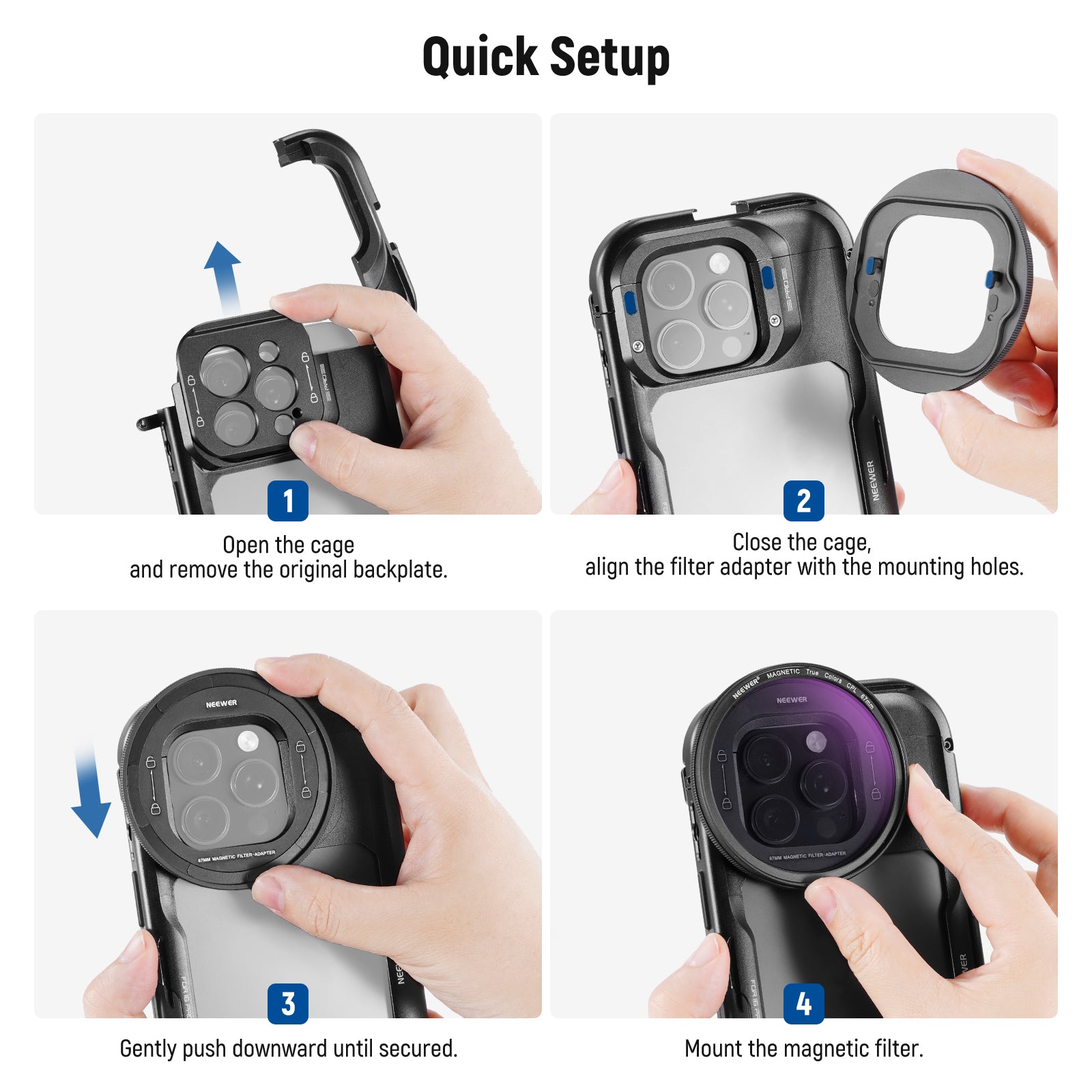NEEWER 67mm Filter Set For iPhone 16 Pro is easy to set up.