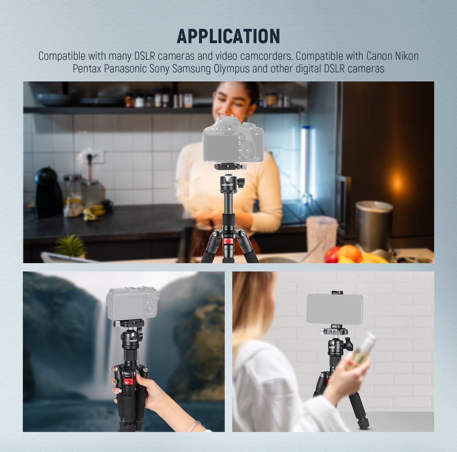 Applications of the NEEWER M521 Aluminum Alloy Mini Camera Tripod with Phone Holder