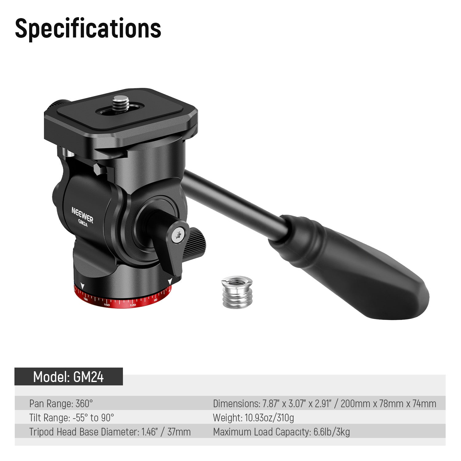 Specifications of the NEEWER GM24 Tripod Fluid Head