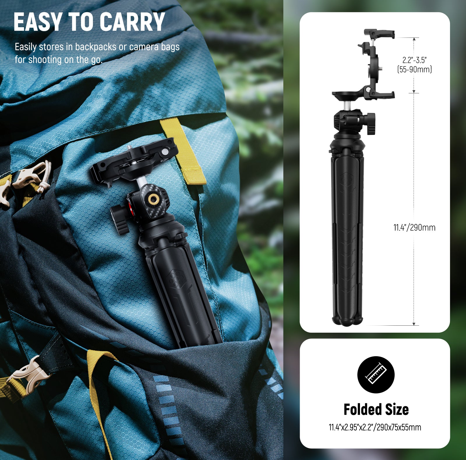 NEEWER TP35 Flexible Mini Tripod is easy to carry.