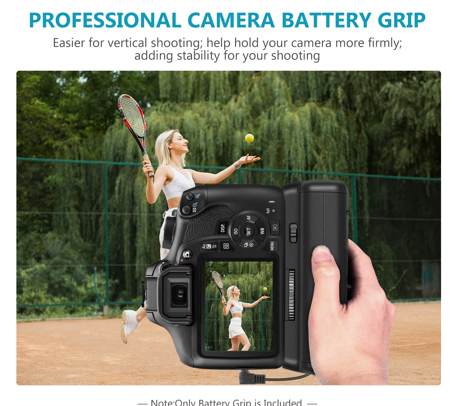 NEEWER Battery Grip For Canon makes it easier for vertical shooting.