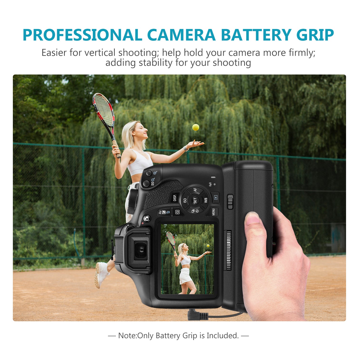 NEEWER Battery Grip For Canon makes it easier for vertical shooting.
