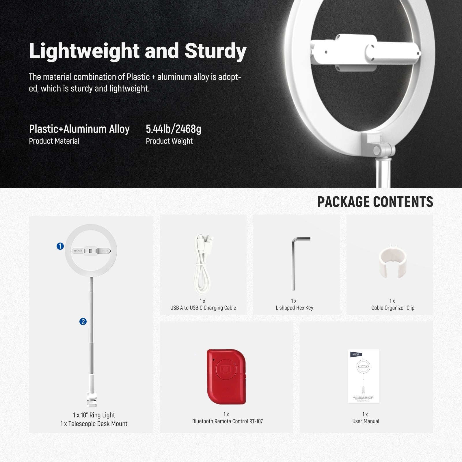 Lightweight and Sturdy LED Ring Light
