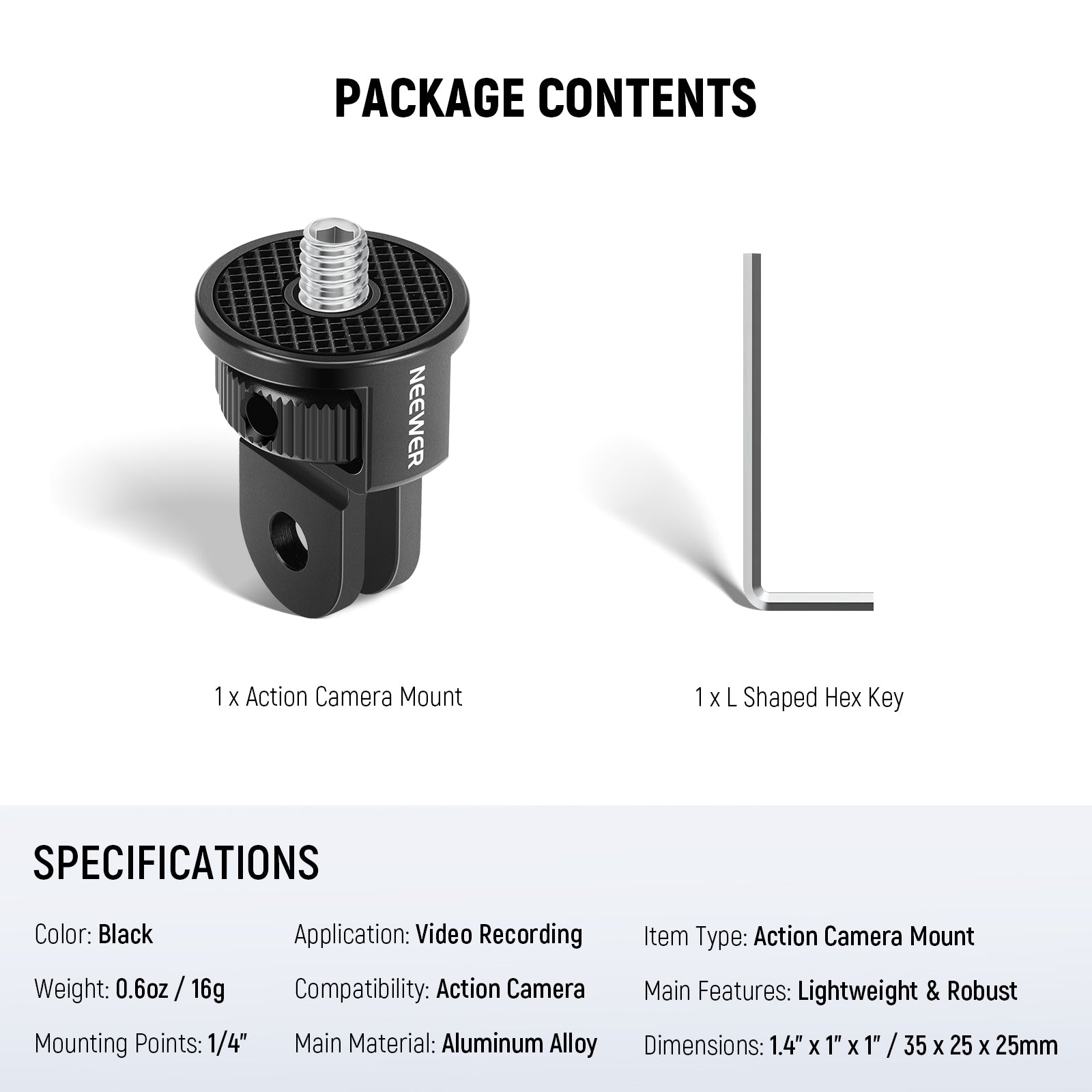 Package Contents of the NEEWER GP-7 Action Camera Mount Adapter For GoPro