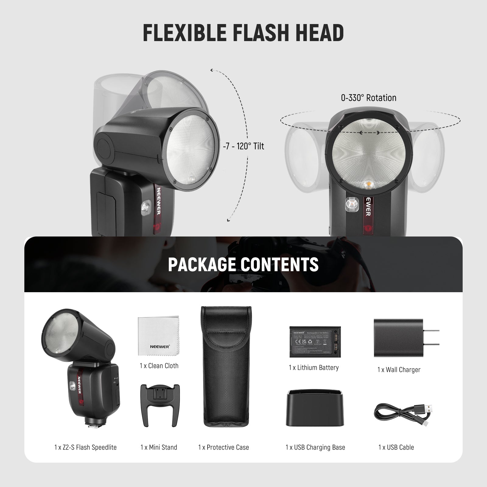 Package Contents of the NEEWER Z2-S Flash For Sony Cameras