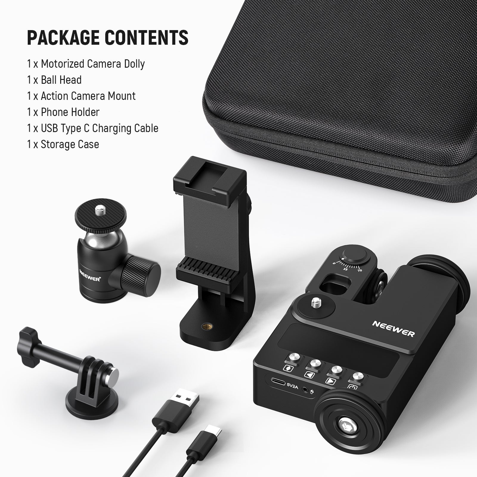 Package Contents of the NEEWER Upgraded DL200 Motorized Camera Dolly