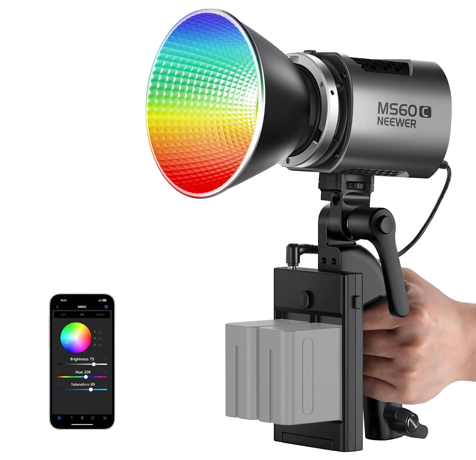 NEEWER MS60C RGB LED Video Light Handheld Spotlight