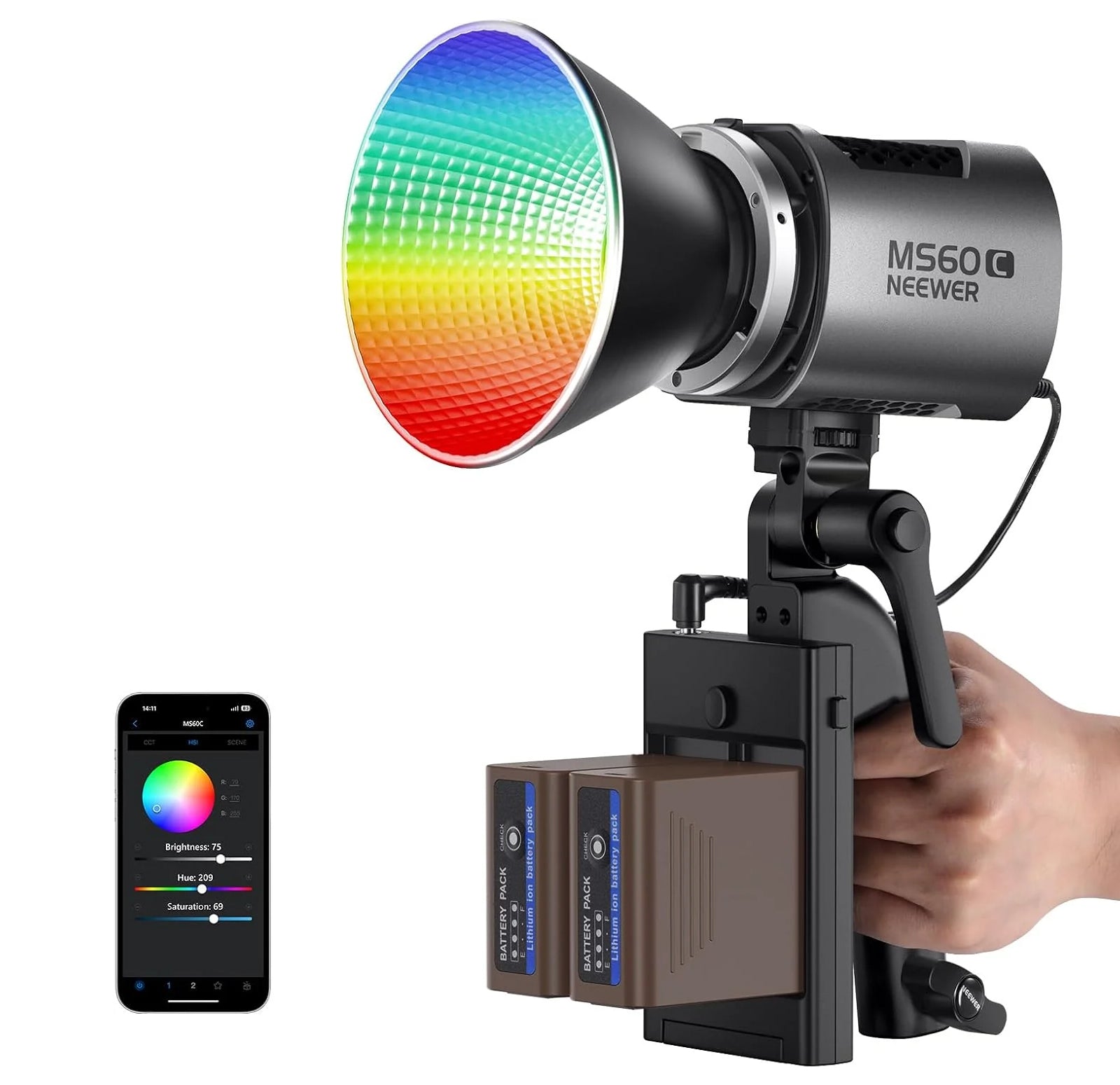 NEEWER MS60C LED Video Light with Battery Kit