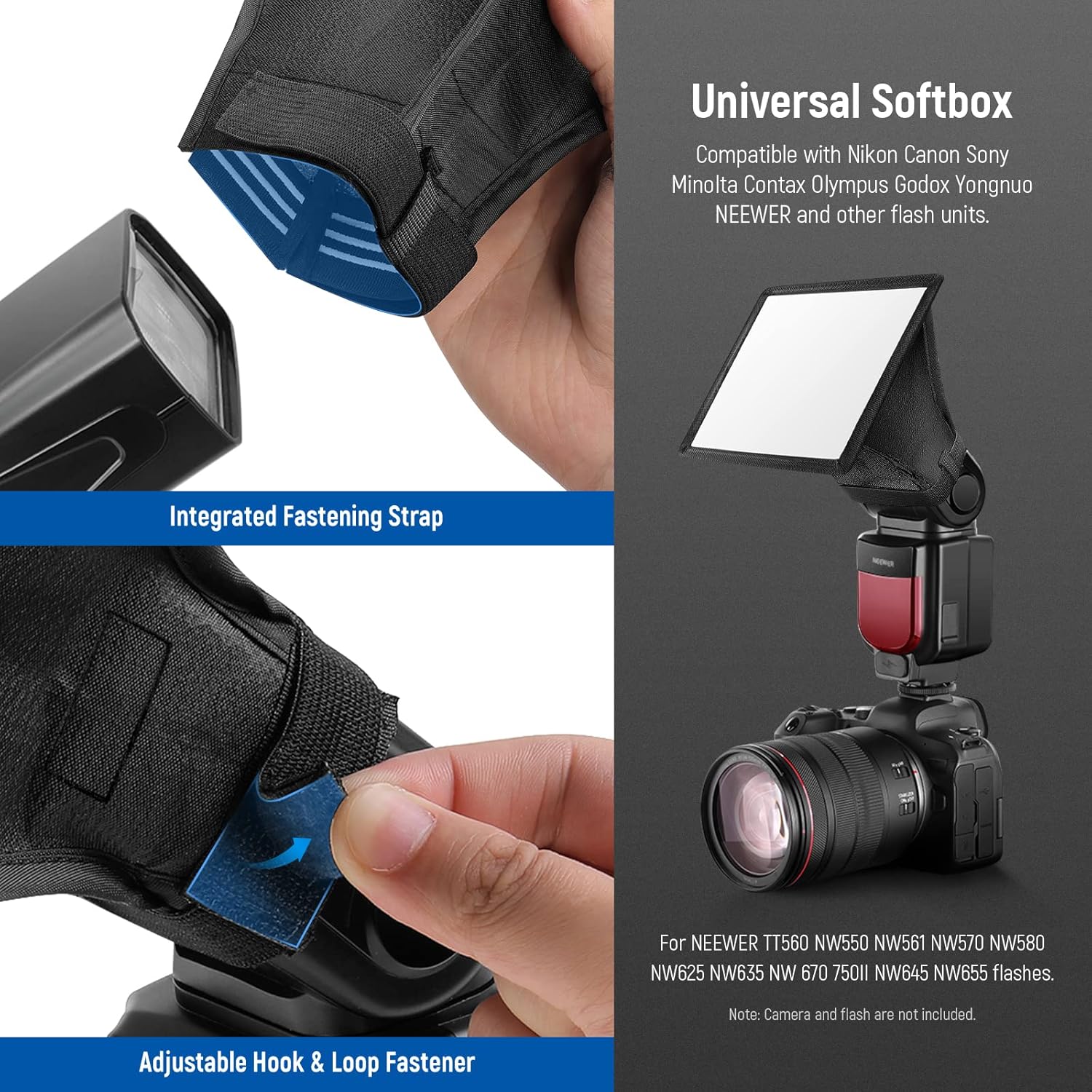 NEEWER NS-1108 Speedlight Softbox is universal.