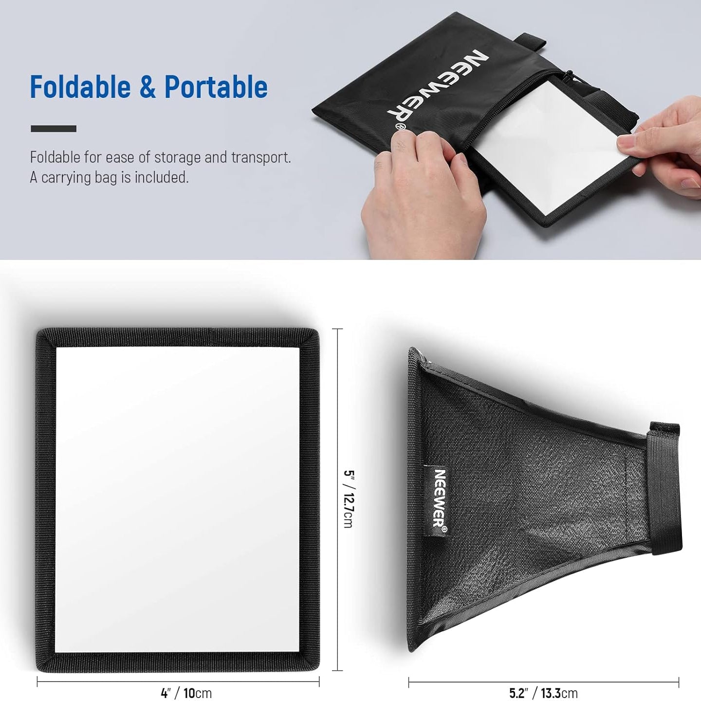 NEEWER NS-1108 Speedlight Softbox is foldable and portable.