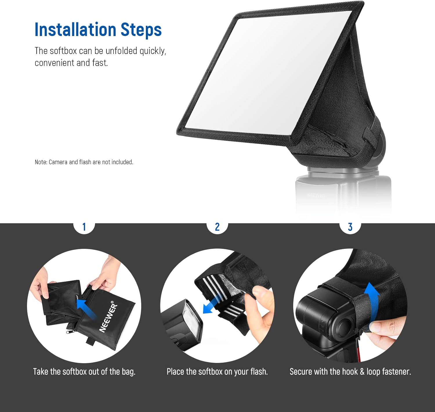 Installation steps of the NEEWER NS-1108 Speedlight Softbox