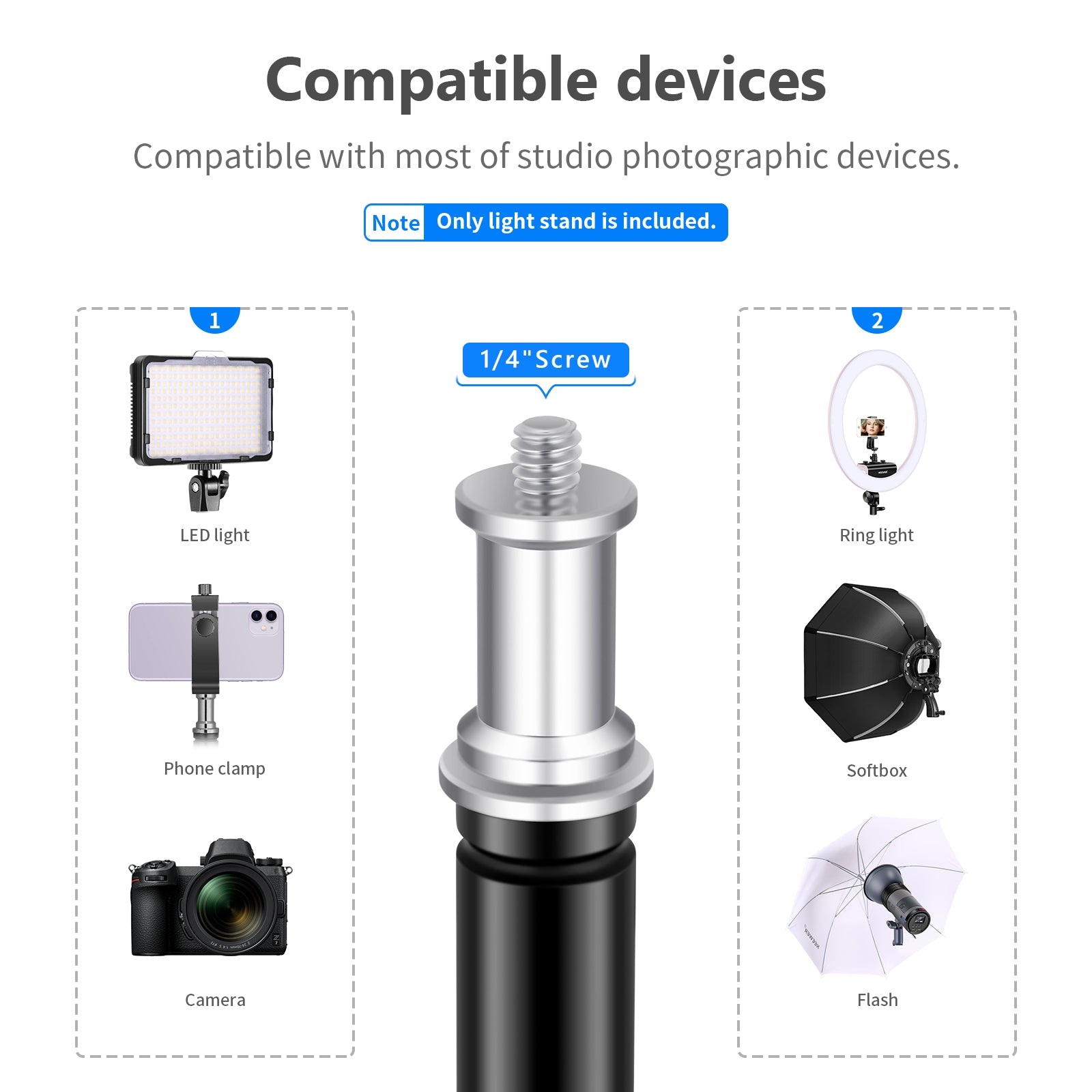 Compatible devices of the NEEWER ST-190 Photography Light Stand