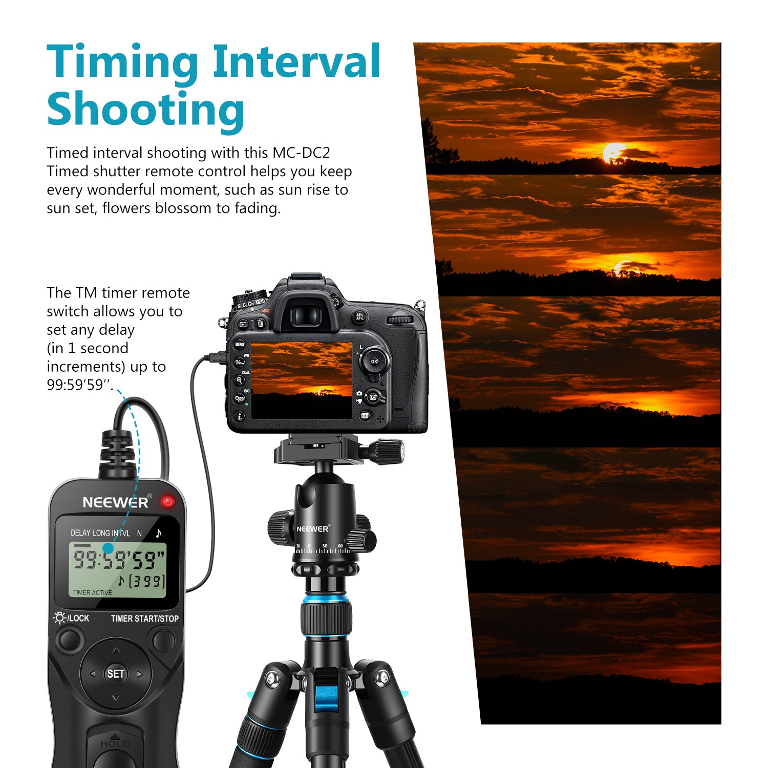 This multi-function remote cord provides an automatic timer function