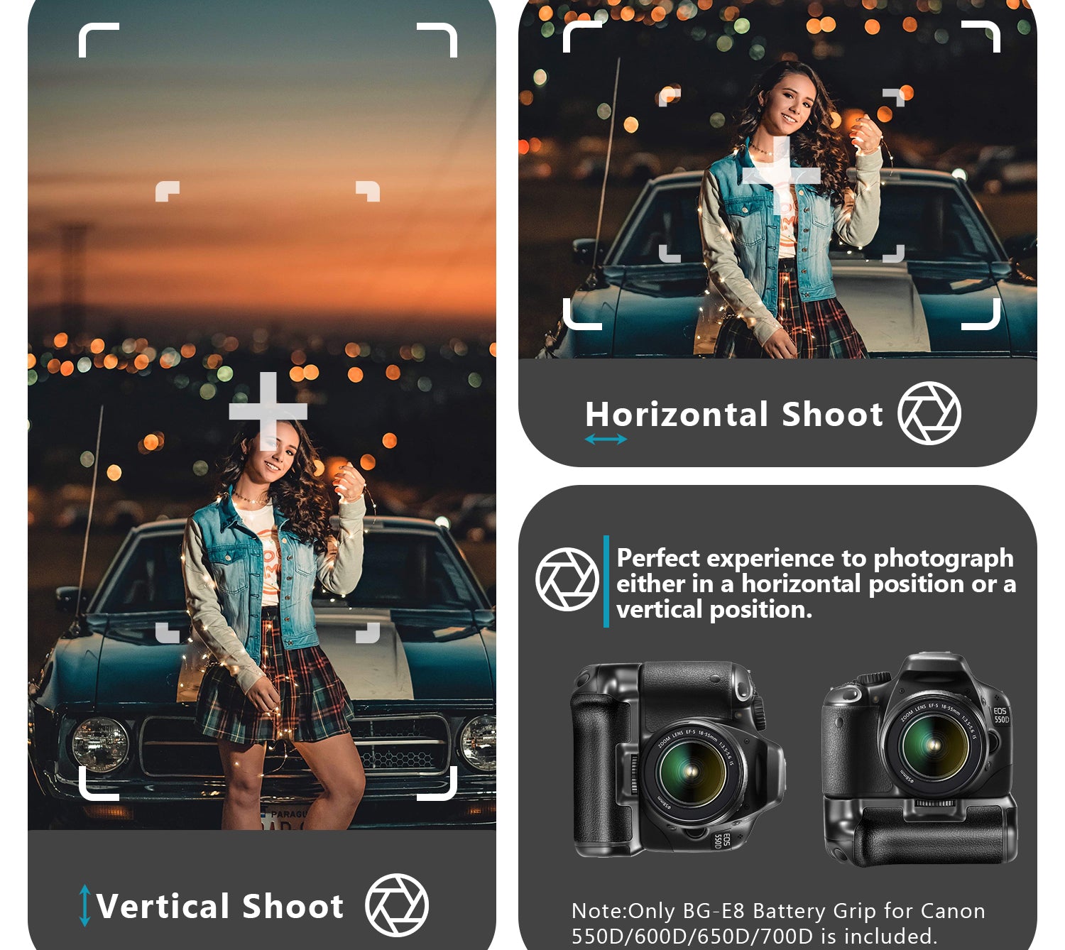 NEEWER BG-E8 Replacement Battery Grip is ideal for vertical and horizontal shooting.