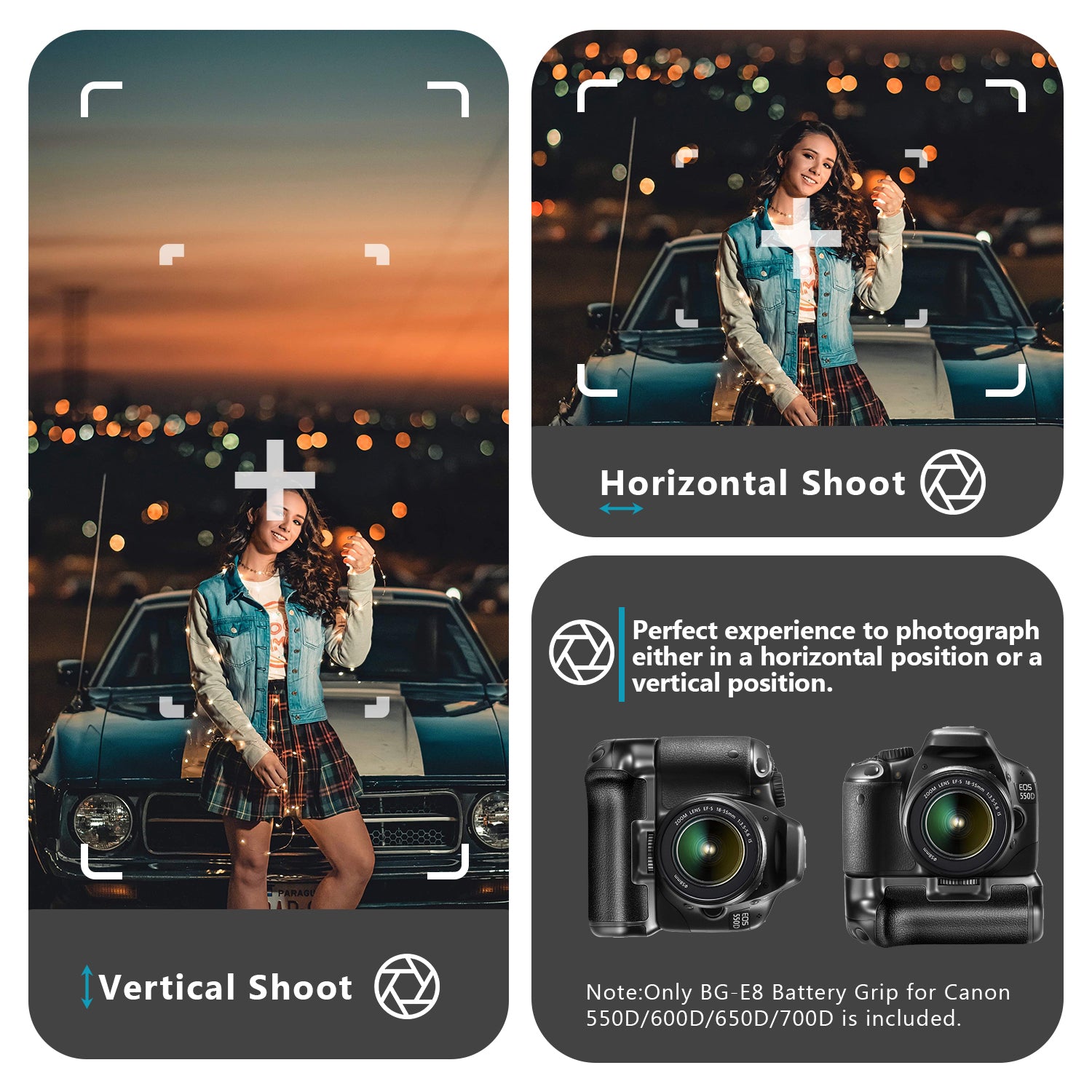 NEEWER BG-E8 Replacement Battery Grip is ideal for vertical and horizontal shooting.