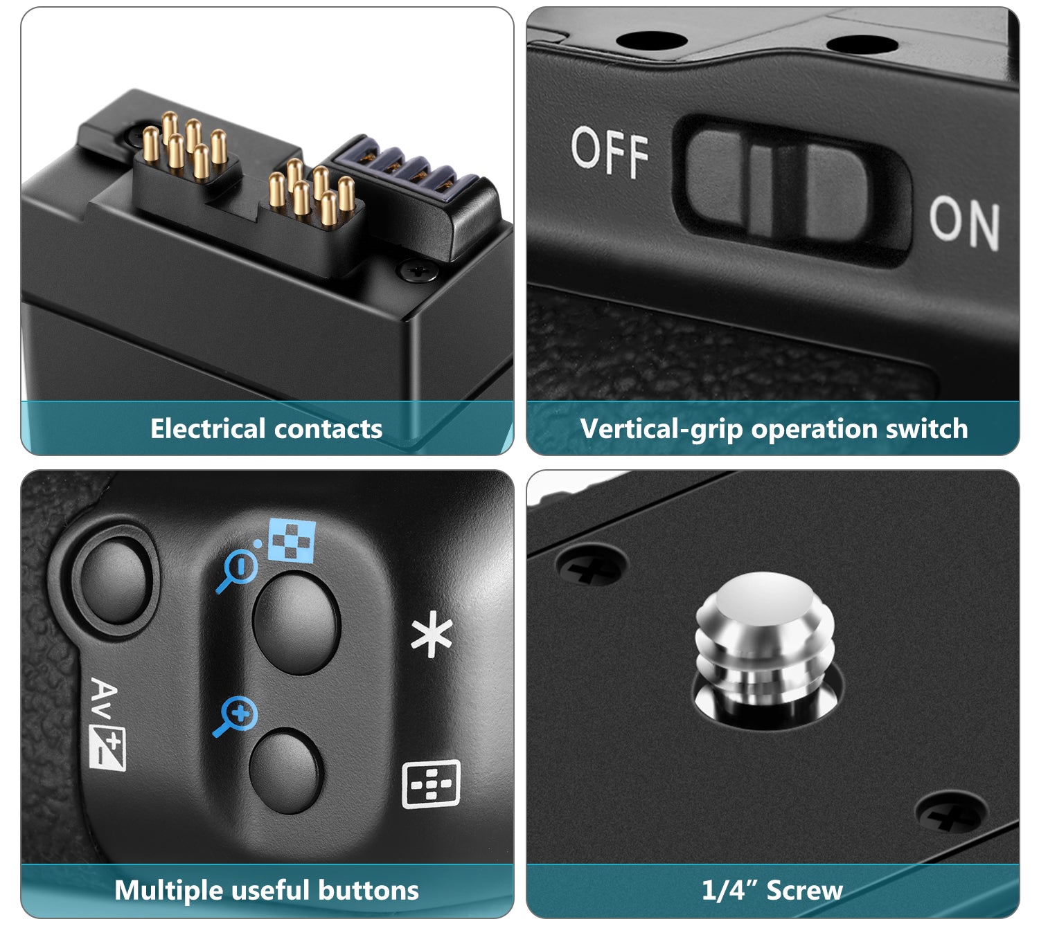 NEEWER BG-E8 Replacement Battery Grip offers multiple useful buttons.