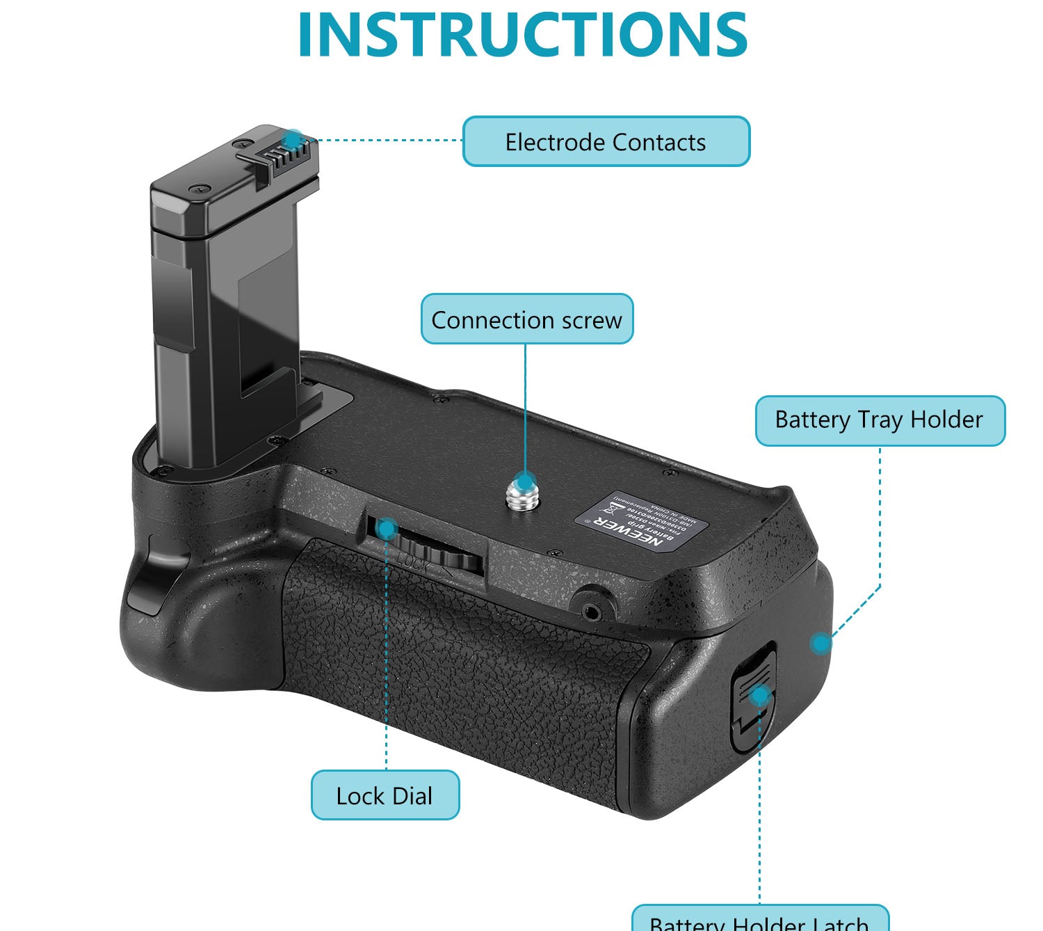Product details of the NEEWER BG-2F Battery Grip