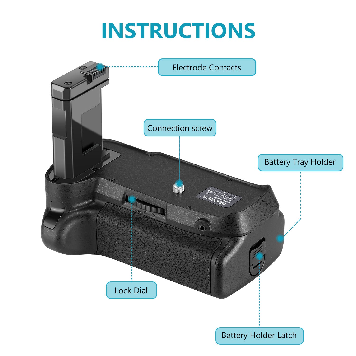Product details of the NEEWER BG-2F Battery Grip