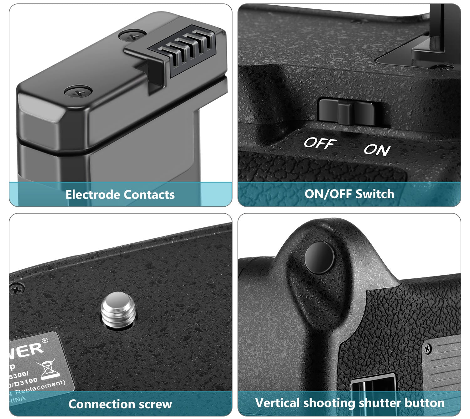 NEEWER BG-2F Battery Grip has a built-in vertical shutter release button