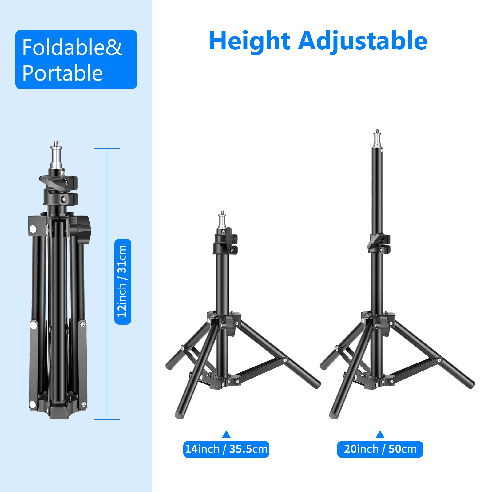 Height Adjustment Range of the NEEWER 50cm Mini Light Stand