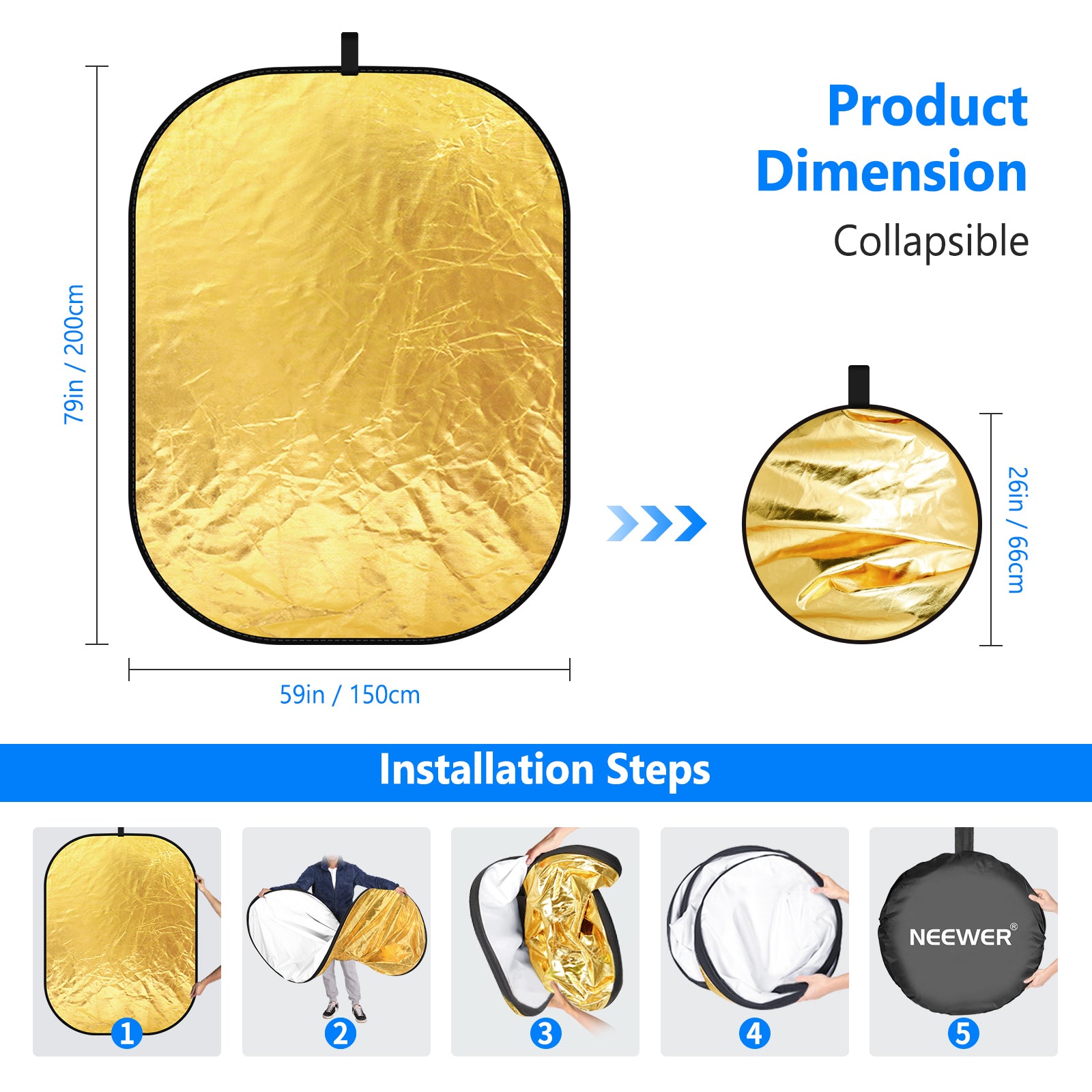 NEEWER 5-in-1 26in Portable Reflector