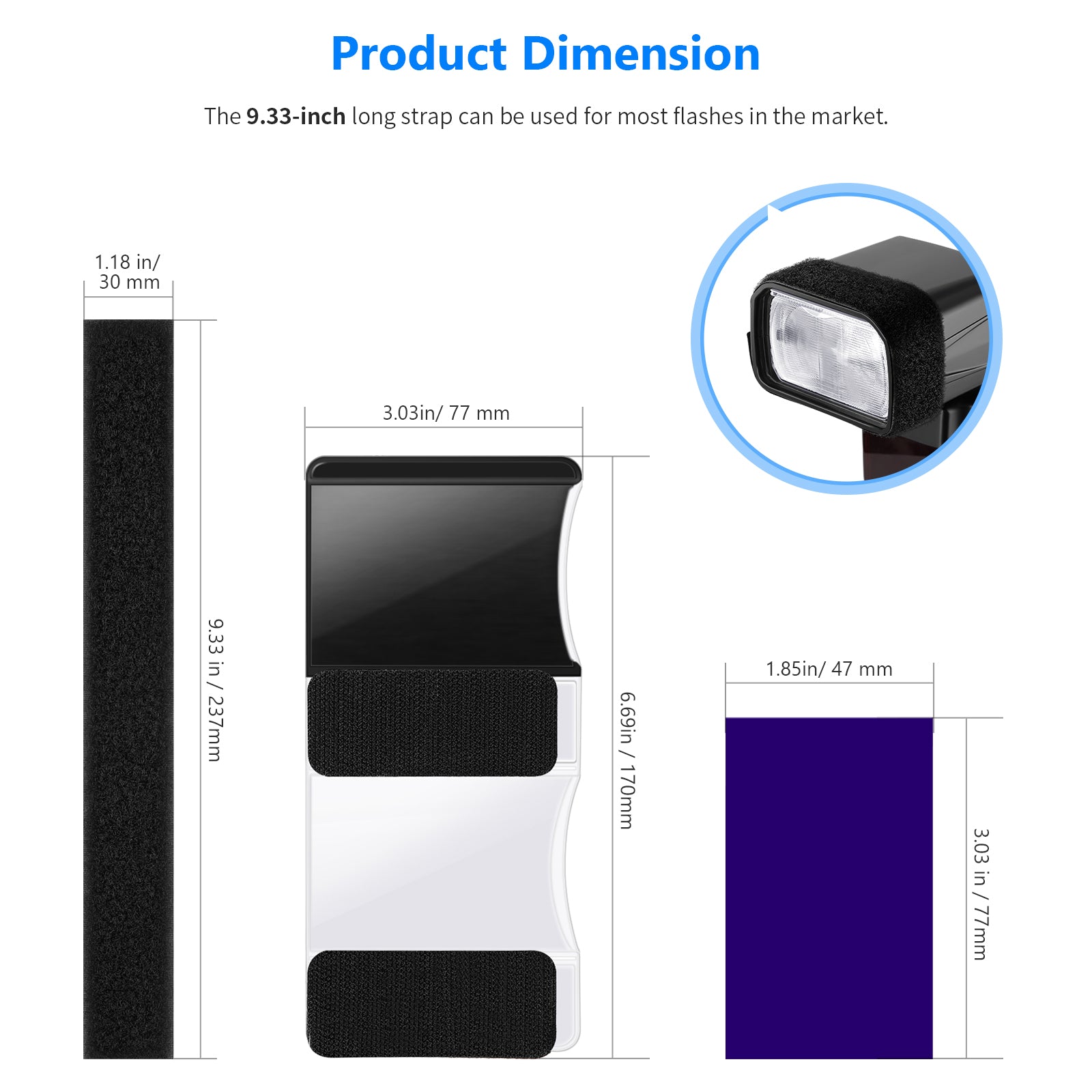 Product dimensions of the NEEWER Universal Speedlite Color Filter