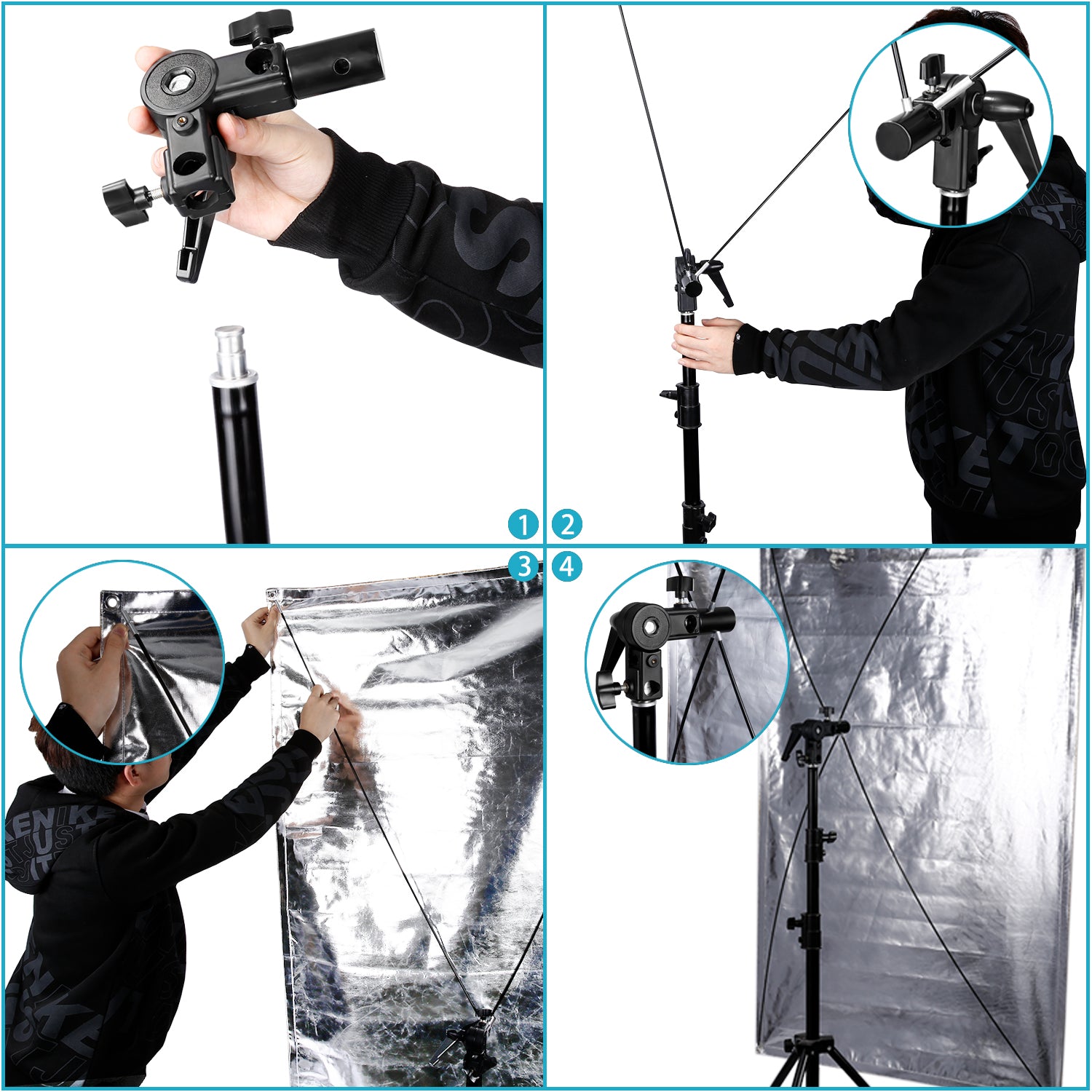 NEEWER 90 x 180CM Light Reflector is easy to install.