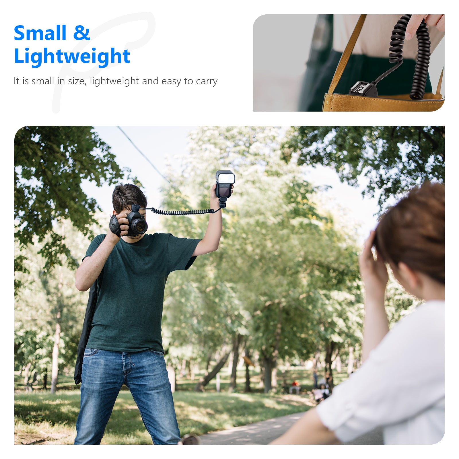 NEEWER 1.3m TTL Off Camera Flash Speedlite Cord For Canon is small and lightweight.