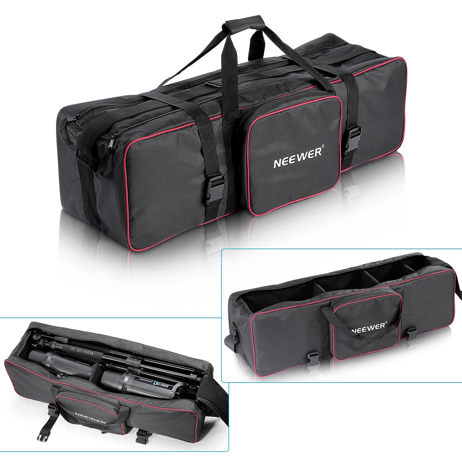NEEWER 30"x10"x10" Studio Carrying Case has padded compartments
