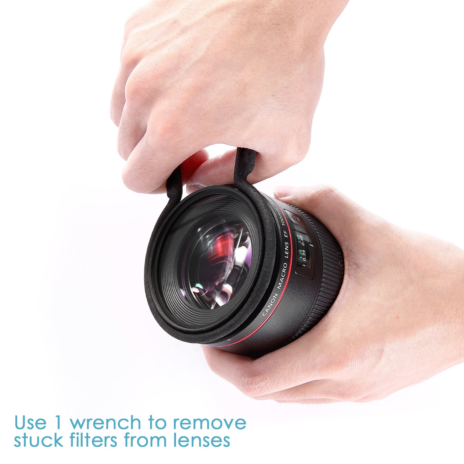 Use 1 wrench to remove stuck filters from lenses