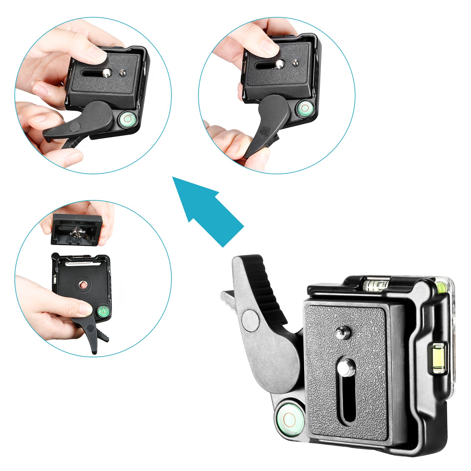 NEEWER Black Aluminum Alloy Quick Release QR Plate Adapter can save you time and energy