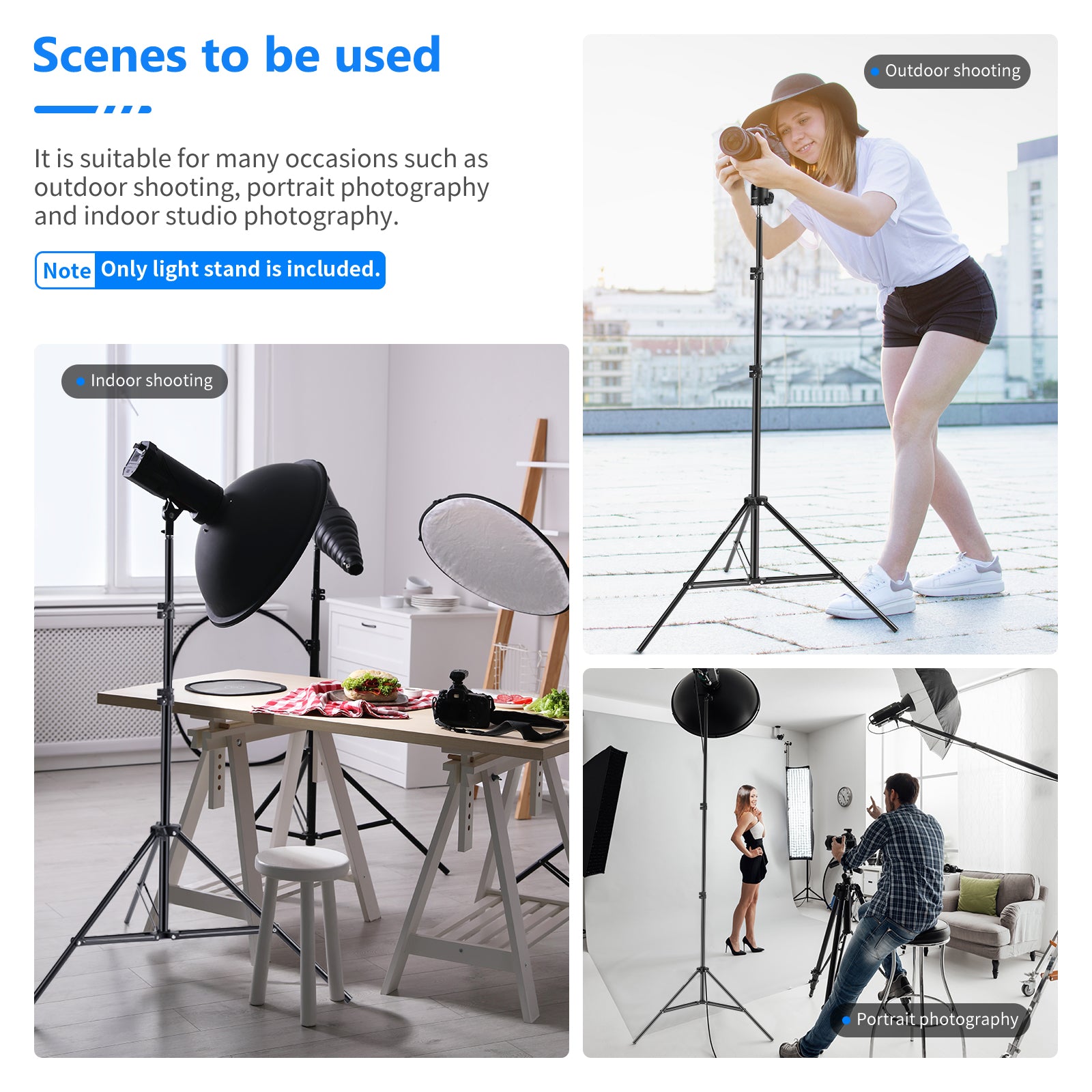 Scenarios for NEEWER 190cm Foldable Metal Photography Light Stand