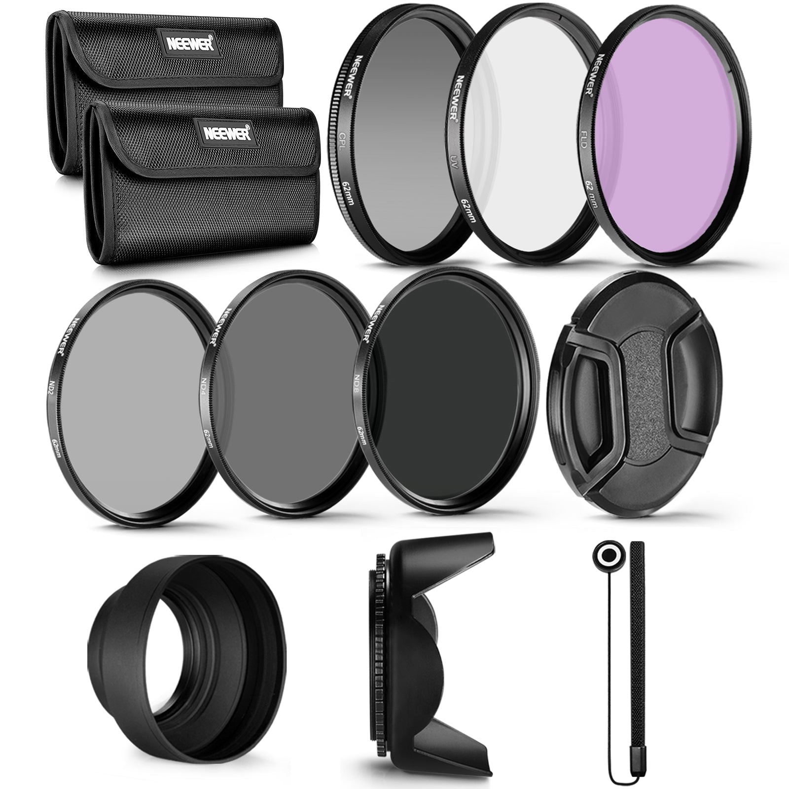 NEEWER Lens Filter Kit (ND+CPL+UV+FLD Lens Filter)
