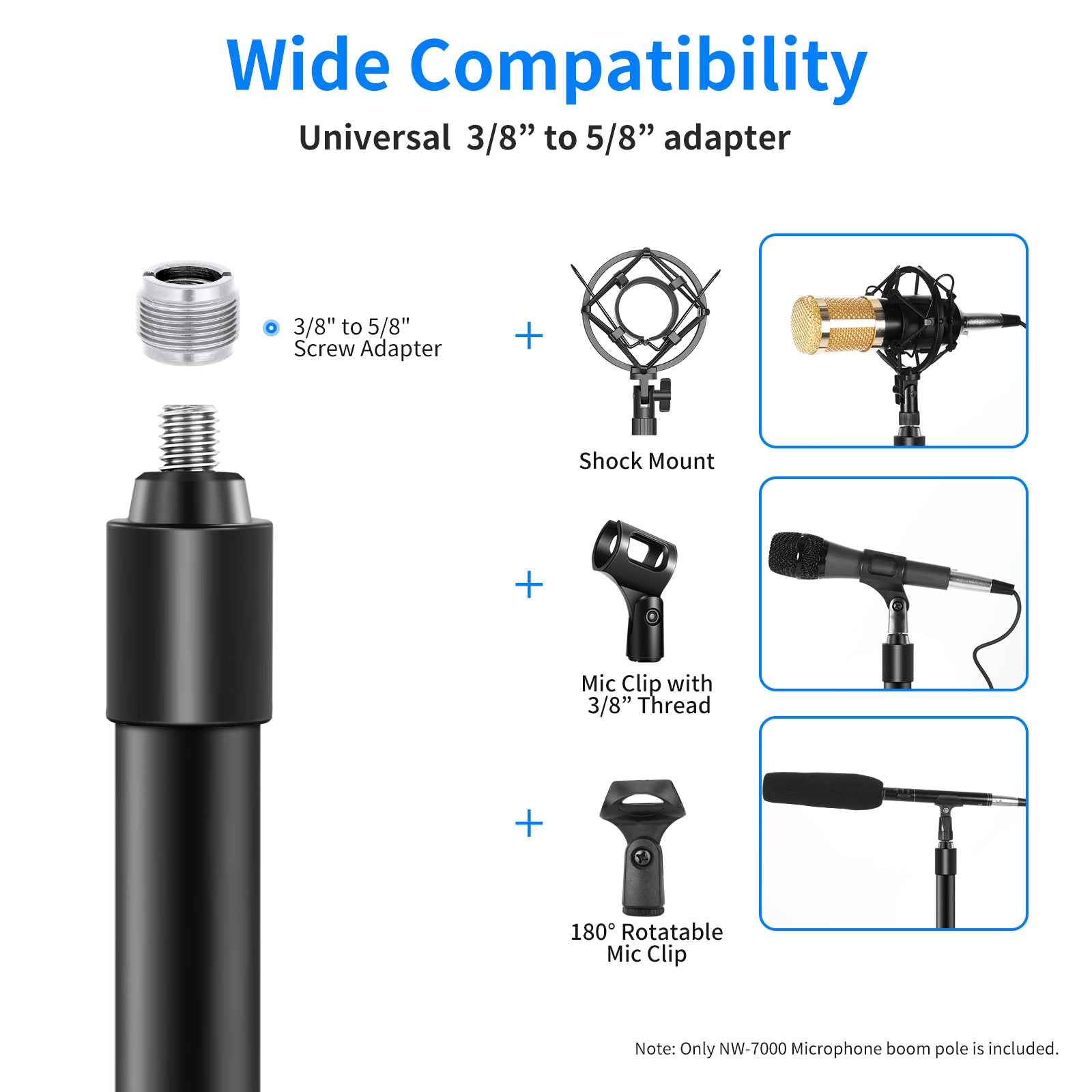 Wide Compatibility of the NEEWER NW-7000 Stretchable Handheld Microphone Boom Pole