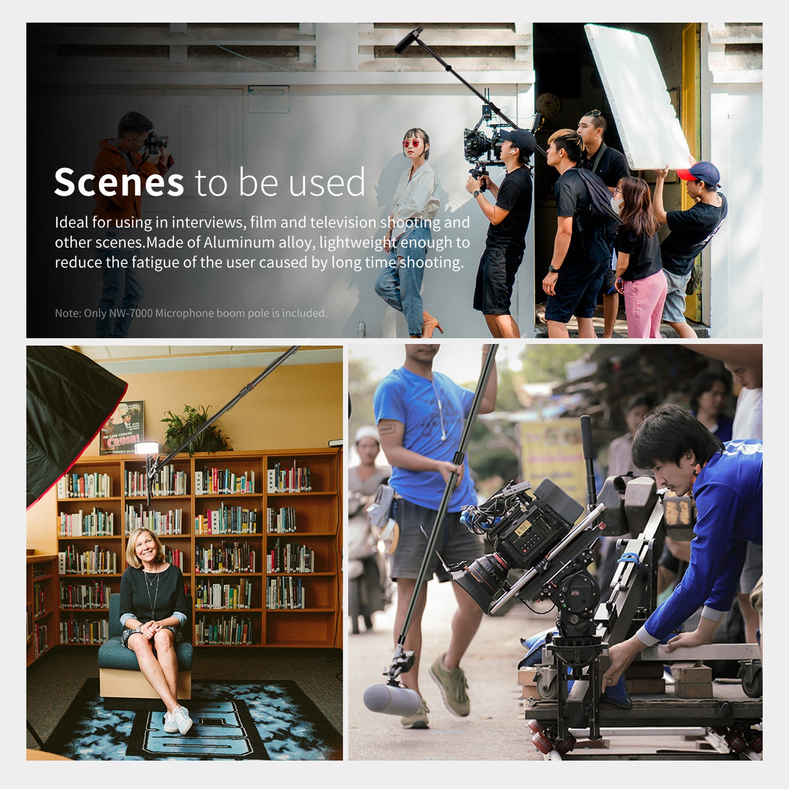 Scenarios for NEEWER NW-7000 Stretchable Handheld Microphone Boom Pole